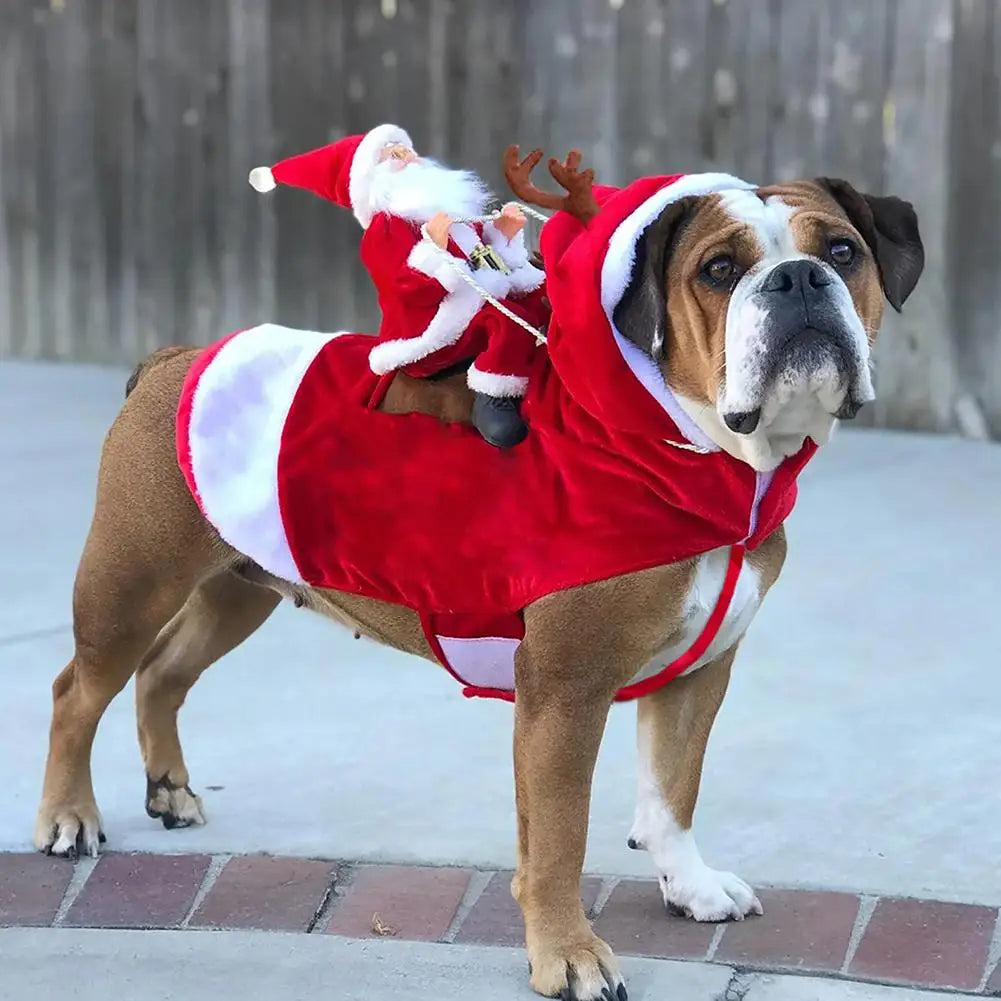 Creative Christmas Pet Clothes Old Man Riding Costume Christmas Atmosphere Funny Supplies Cats And Dogs Pet Winter Clothes