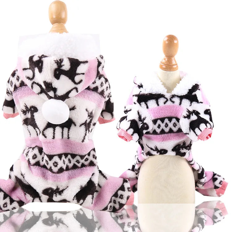 Pet Dog Soft Warm Jumpsuits Clothing for Dogs Pajamas Fleece Small Puppy Coat Pet Outfits Hoodie Clothing Cats Clothes Christmas