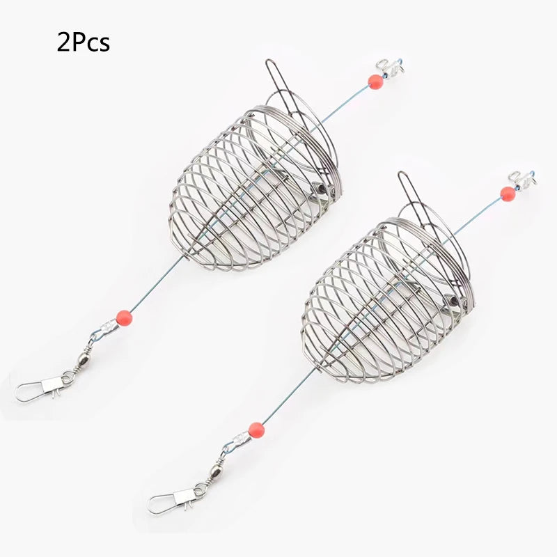 Stainless Steel Aquarium Small Fishing Bait Feeder Fish Tank Crystal Shrimp Dry Food Feeding Fishing Lure Cage Trap Basket