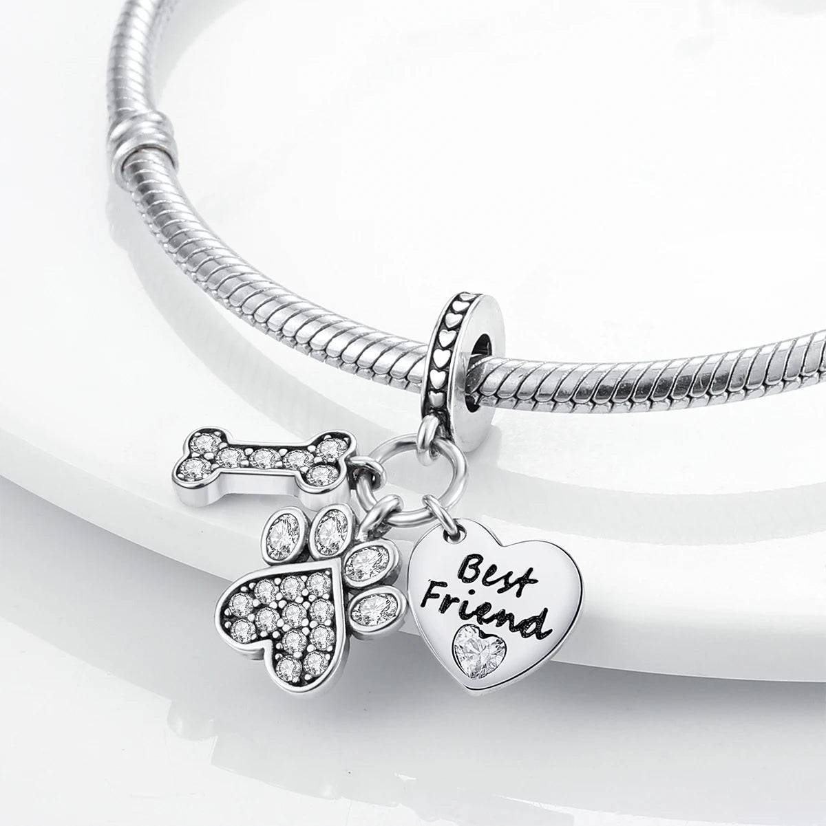 MULA 1PC Coffee Pet Moon Star Silver Plated Pendant Fit Original Snake Chain Charm Bracelet DIY Women Jewelry Gift