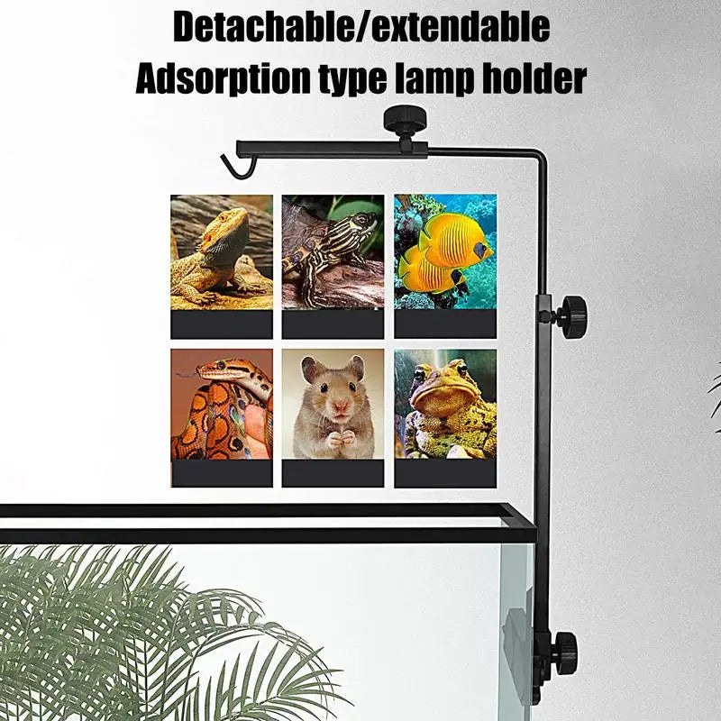 Suction Reptile Lamp Holder Hunging Aquariums Light Stand Adjustable Small Reptile Dome Lamp Bracket For Tortoise Lizards