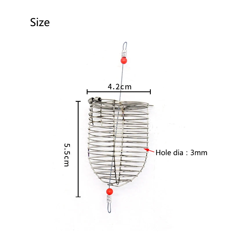 Stainless Steel Aquarium Small Fishing Bait Feeder Fish Tank Crystal Shrimp Dry Food Feeding Fishing Lure Cage Trap Basket