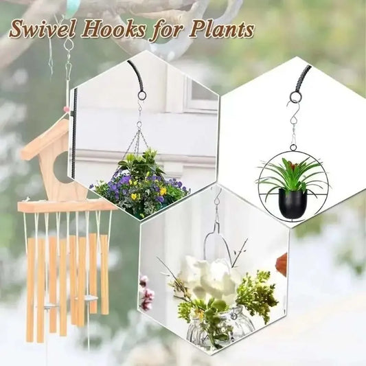 8PCS Stainless Steel S-type Wind Chime Hook can be Rotated Hook Clip Suitable for Wind Chime, Billboard, Hanging Bird Cage