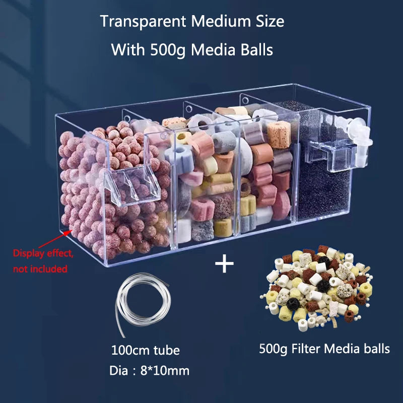 Fish Tank External Filter Box Acrylic Filter Dry and Wet Separation Small Silent External Suspend Aquarium Drip Overflow New