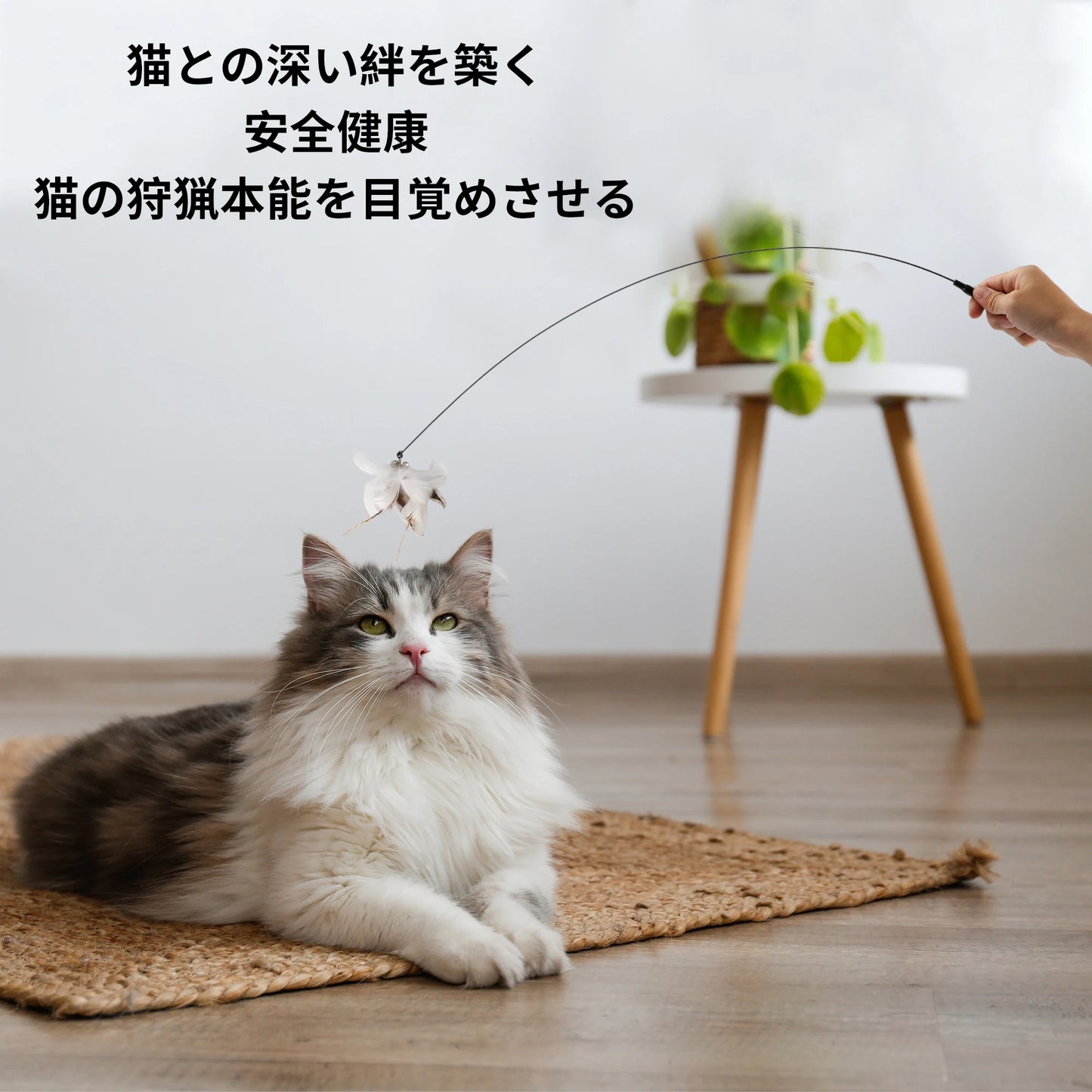 Uxcell Handheld Cat Teaser with Bell Fluffy Plume Teasing Sticks Flexible Fishing Rod Toy Indoor Scratching Pet Supplies