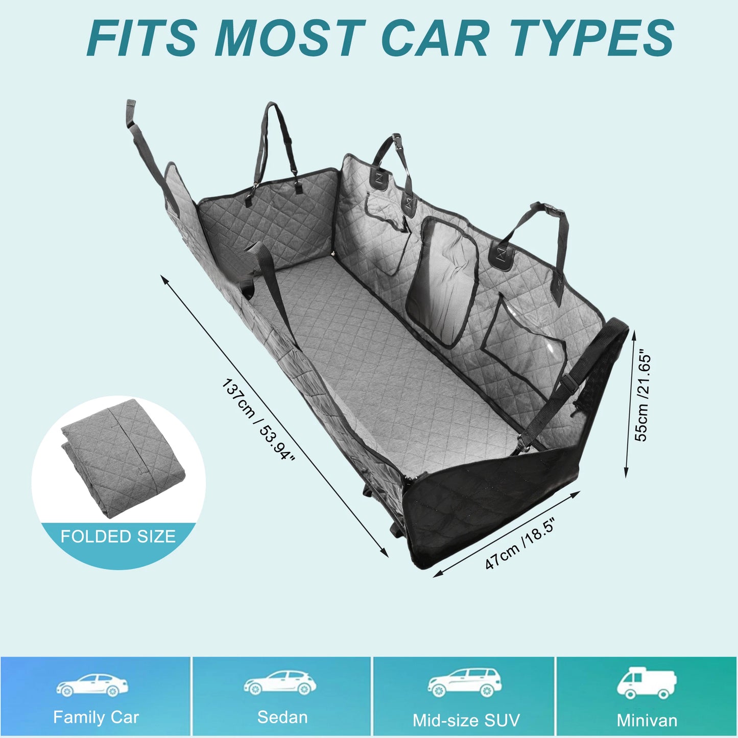 UXCELL Dog Car Seat Cover for Back Seat Cationic Fabric Dog Beds Mats Waterproof Hammock Nonslip Washable Pets Beds Mats