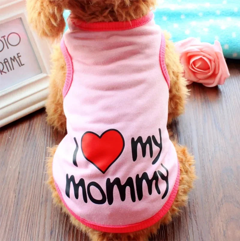 Cute Paw Printed Heart Love Design Small Dog Vest Clothes Summer Spring TShirts For Dogs Costume Puppy Dog Accessories Chihuahua