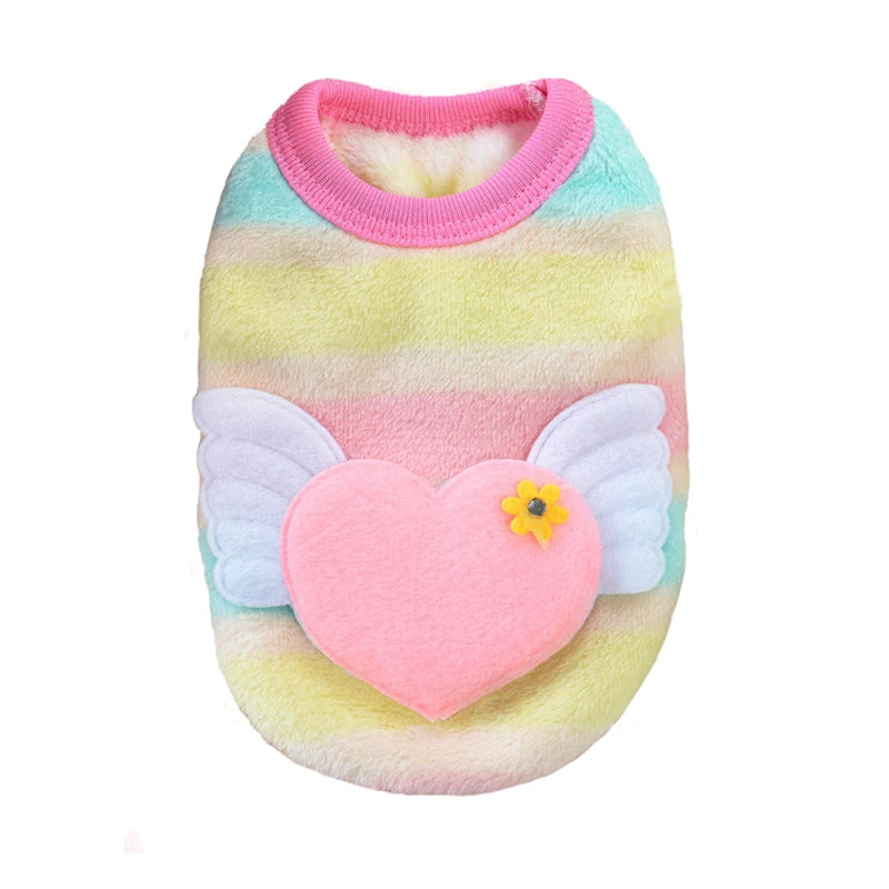 Cartoon Puppy Clothes Winter Warm Flannel Dog Vest Cat Bunny Chihuahua Sweater Cute Soft Mini Pet Apparel for Pig Rabbit Ferret