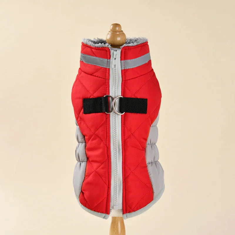 Reflective Dog Winter Jacket with Harness Cold Weather Clothes for Small Medium Dogs Turtleneck Thermal Fleece Lined Dog Coat