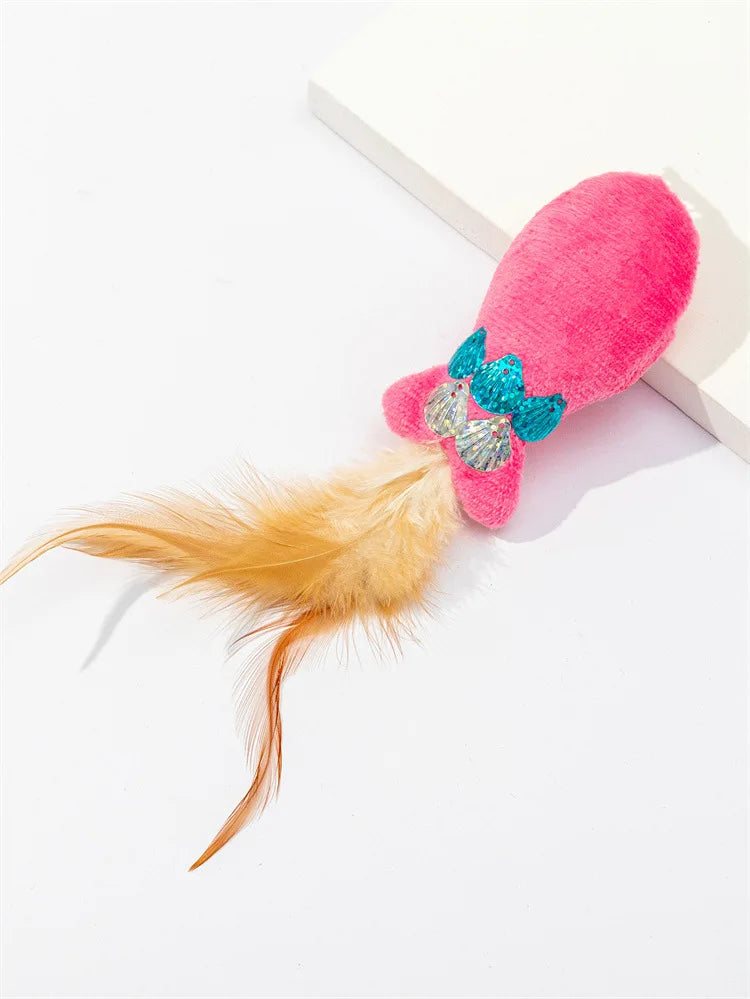 Cat Toy Cat Teaser Sticks Sequin Fish Feather Tail Funny Cat Stick Cat Cat Toy Catnip Doll Pet Supplies