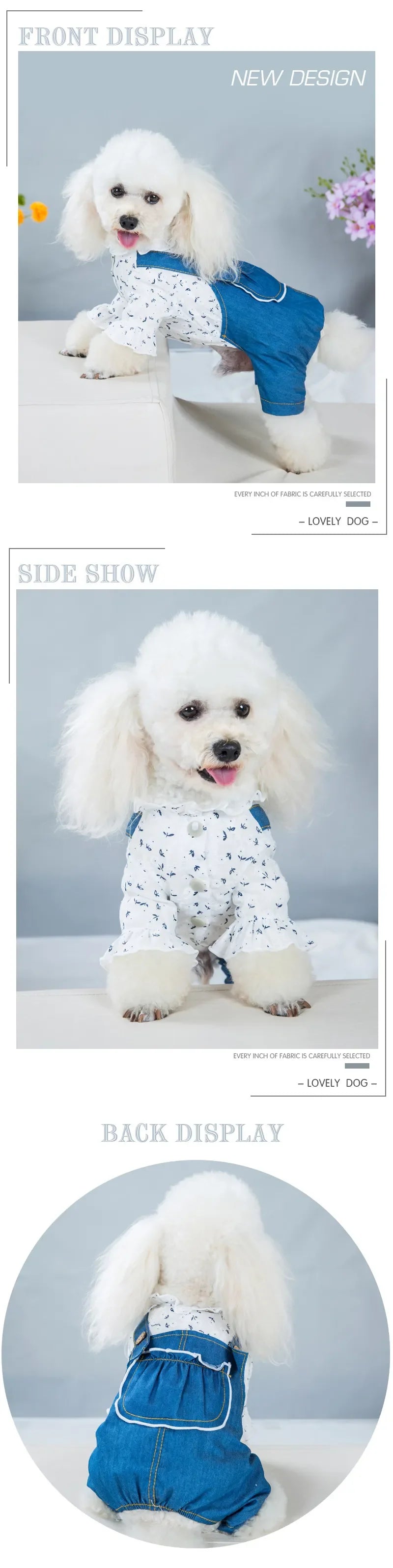 Pet Dogs Clothes Thin Denim Strap Dog Rompers Princess Pet Four-legged Clothes Jumpsuit for Dog Sweet Puppy Kitten Costumes Coat