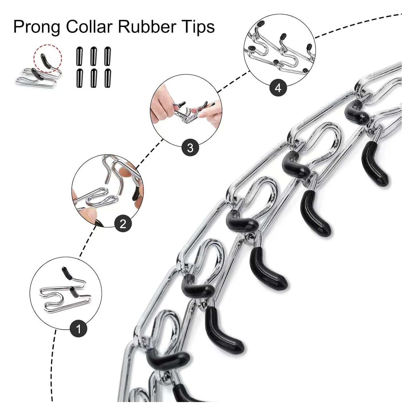 Prong Collar Covers 100P Vinyl Comfort Rubber Tips for 2.5-4.0mm Pet Dog Pinch Collar,Training Collar Covers to Increase Comfort