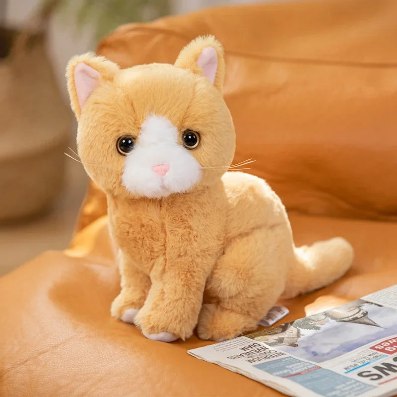 26cm Simulation Grey White Black Cat Plush Toy Cartoon Sitting Lifelike Kitten Animal Cats Artificial Touch Doll Gift for Kids