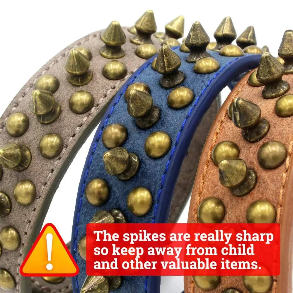 Spiked Dog Collar Mushroom Rivet PU Leather Dog Collars Adjustable Spike Studded Pet Collar for Pitbull Mastiff Husky Rottweiler