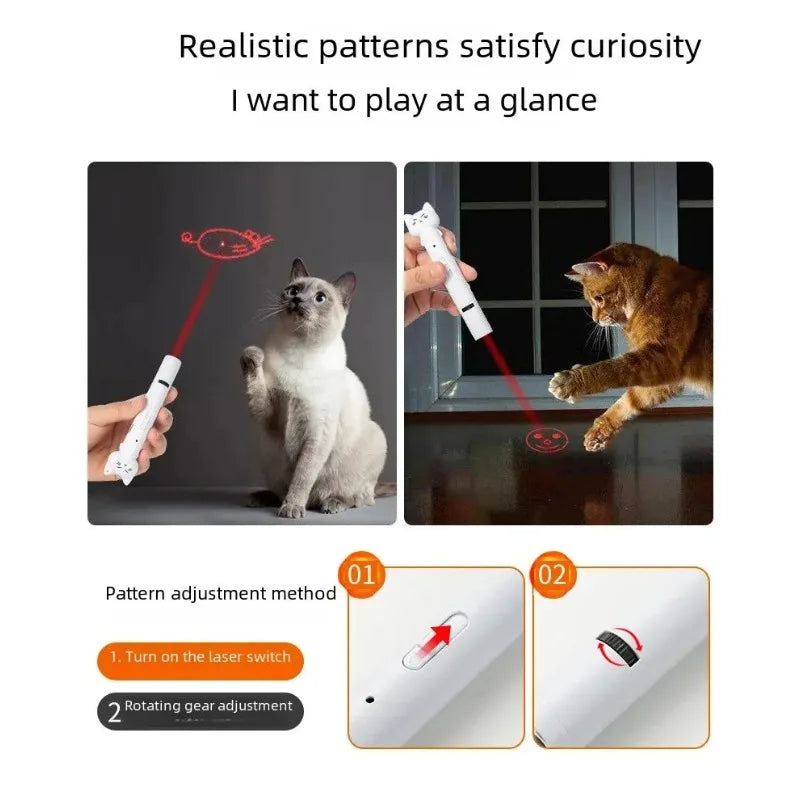 USB Charging Laser Cat Teasing Stick Infrared Laser Light Pattern Projection Cat Toy Pet Supplies Cat Teasing Pen cat toys