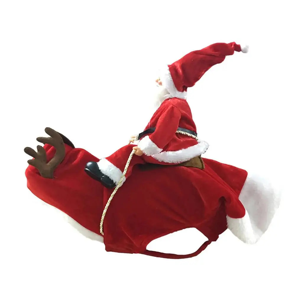 Creative Christmas Pet Clothes Old Man Riding Costume Christmas Atmosphere Funny Supplies Cats And Dogs Pet Winter Clothes