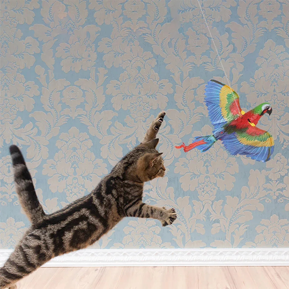 Pet Toy Electric Simulation Fake Eagle Electronic Rotation Simulation Bird Hanging Interactive Teasing Cat Dog Toy Silent Model