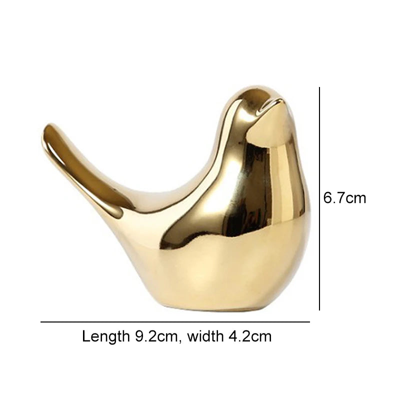 Gold Ceramic Bird Figurines Home Decoration Accessories Golden Bird Figures Fashion Wedding Ornaments Room Decor
