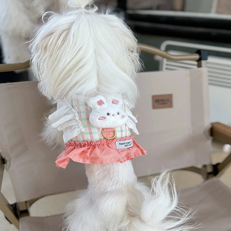 Cute Animal Lace Pet Vest Harness Handmade Lattice Vest for Small Dogs Bichon Frise Princess Summer Clothes Leash Accessories