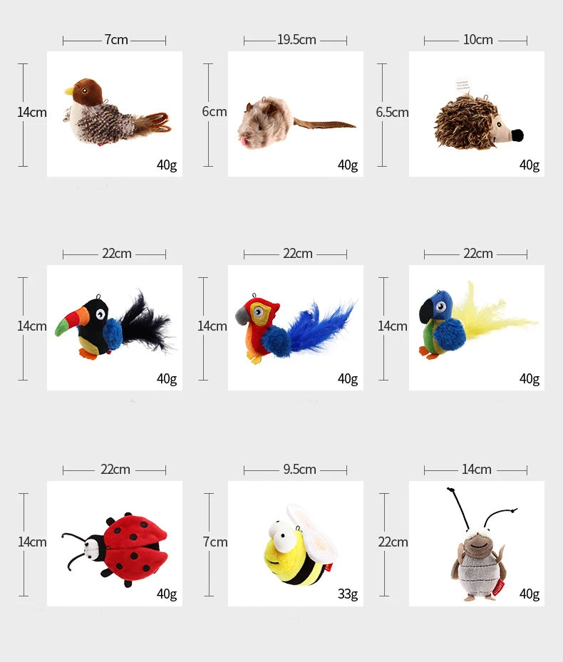 Sound Bird Toy Cat Feather Toys Cat Feather Toys Interactive Cat Toy With Sounds Sound toys cricket, bird, hedgehog, mouse