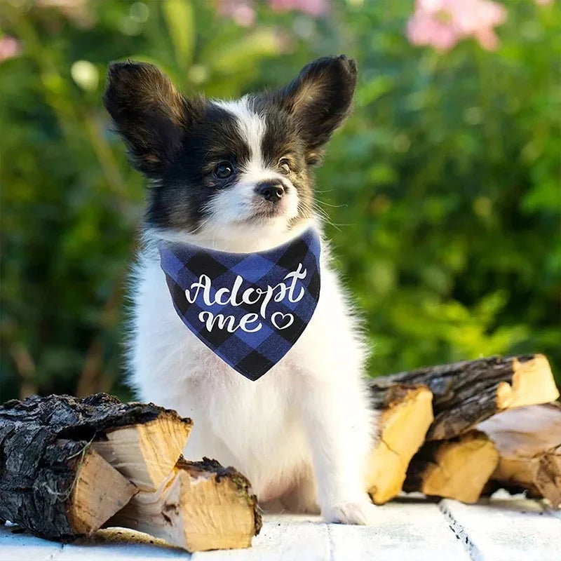 Adopt Me Dog Accessories Dog Bandanas Plaid Adjustable Scarves for Dogs and Cats