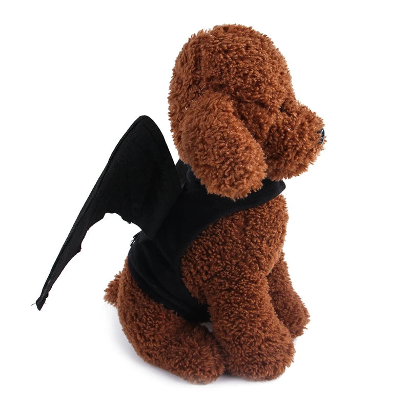 Fancy Cat Clothing Dark Elf Vampire Bat Halloween Black Dress With Bells Cosplay Lifelike Wings High Quality Christmas Costume