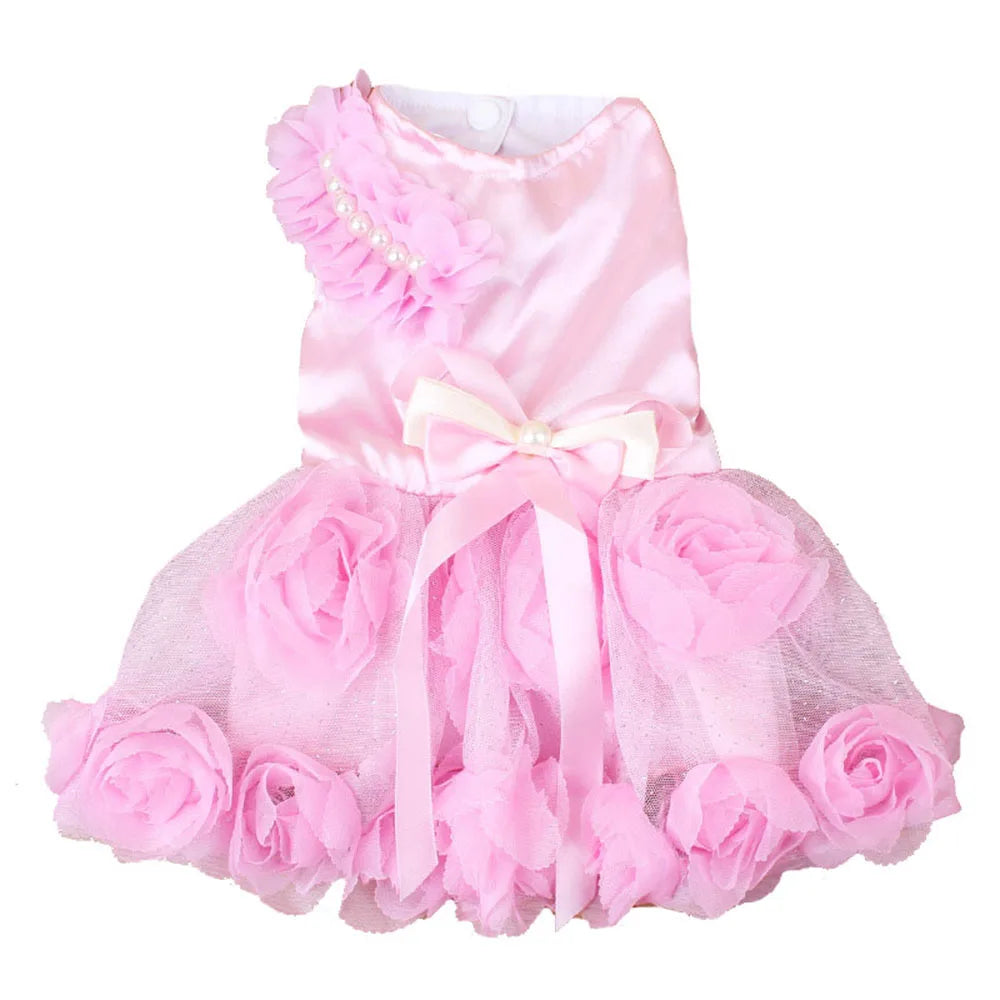 Dog Dresses Puppy Wedding Dress Female Dogs Wedding Costume Girl Dogs Rose Dress for Doggy Teddy Chihuahua Pet Princess Clothing