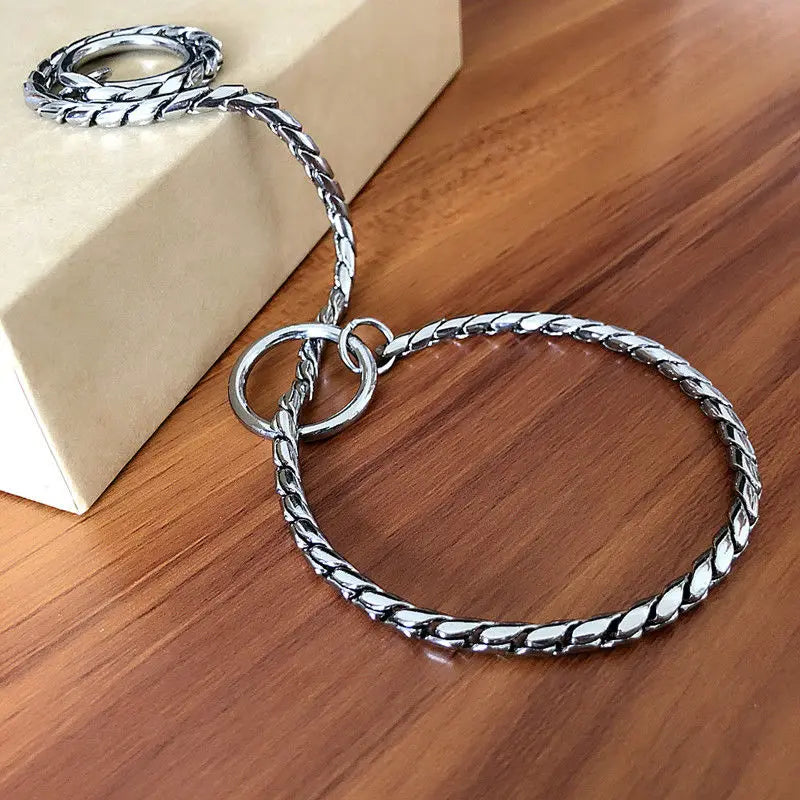 Copper Snake P Chain Dog Collar Small Puppy Large Dog Collar Necklace Choker Pet Training Supplies Slip Collar Gold Sliver Black