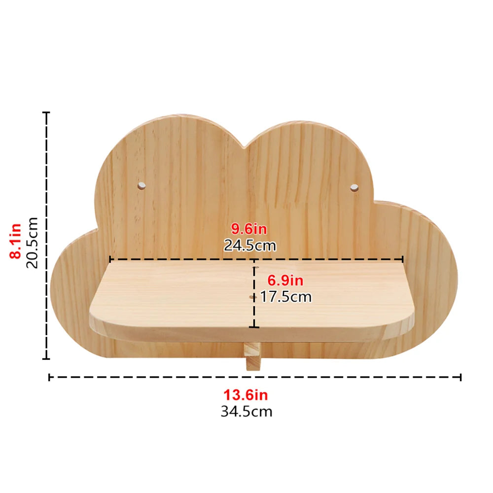 Cat Climbing Shelves Wall Mounted Platform and Hammock with Scratching Post Cat Pet Wooden Furniture for Sleeping and Playing