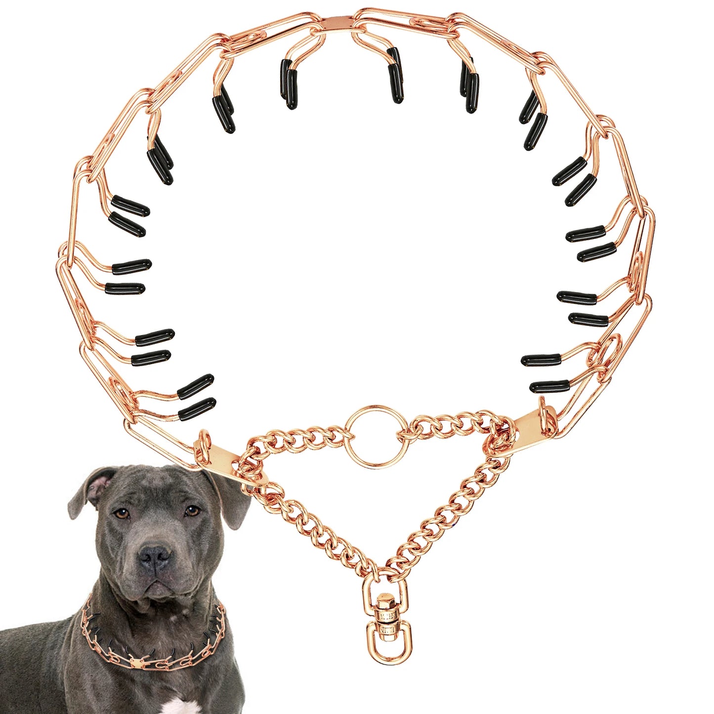 Adjustable Pinch Collar for Dogs,Gold Dog Training Collar Prong Collar with Quick Release Buckle for Small Medium Large Dogs
