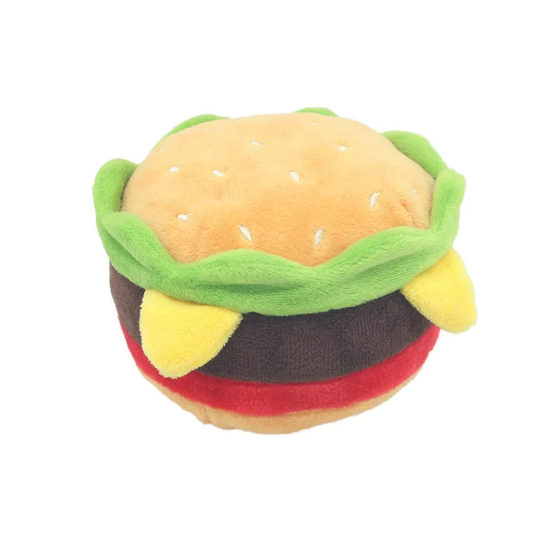 Hamburger pet plush toy sound toy fries burger milkshake cup with BB sound paper