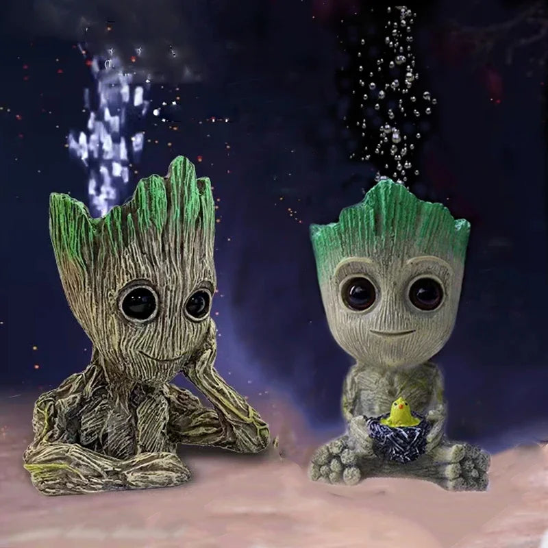 Cute Tree Man Figurine Aquarium Decoration With Air Bubble Driftwood Statue Multifunction Fish Tank Background Ornament Shelter