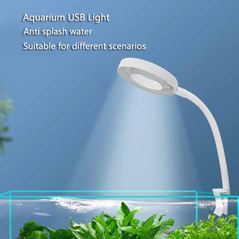 8W 5V USB Aquarium Light LED Waterproof Fish Tank Lighting Underwater Fish Lamp Aquariums Decor Plant Lamp Adjustable LED light