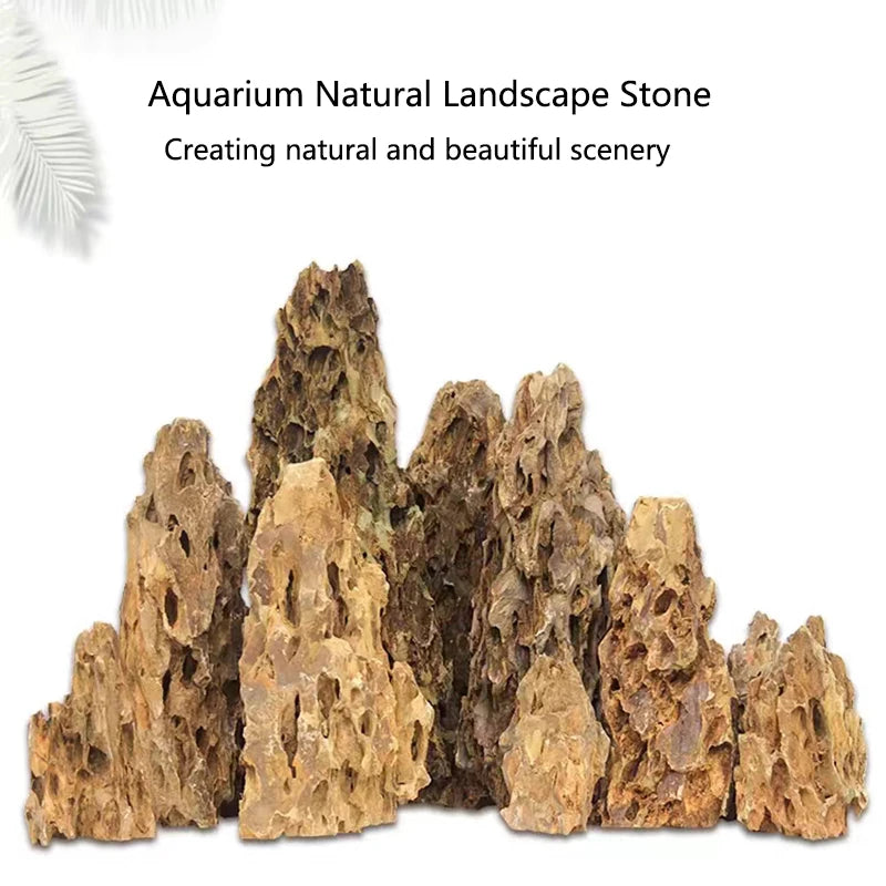 Natural Aquarium Decoration Stone Rockery Landscaping Fish Tank Porous Pine Stone Beautiful Landscape Good for Plants Growth