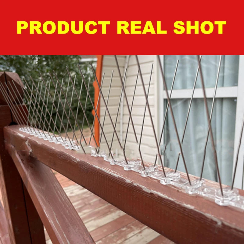 25/50cm Stainless Steel Bird Thorn Garden Orchard Fence Spikes Catcher Repeller Anti-Theft Pigeon Nails Plastic Base