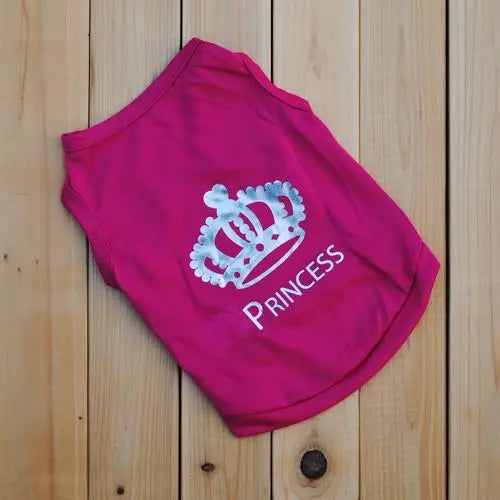 Dog Cat Shirt Puppy Vest with Crown Pattern Princess Clothing for Small Dogs,Puppy Tee Shirt Summer Clothes Tank Top Pet Apparel