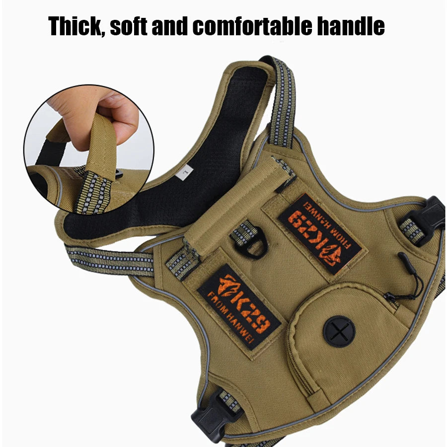 Pet Chest Strap Dog Tactical Chest Back Outdoor Medium Large Dog Vest Explosion proof Punching Traction Rope