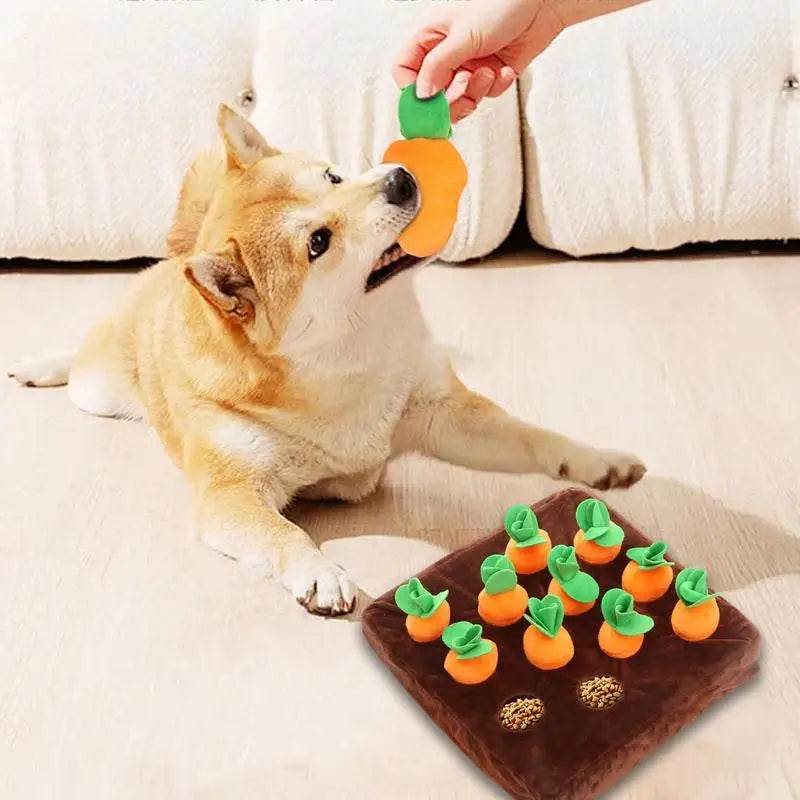 Squeaky Dog Toy Interactive Enrichment Dog Game 12 Carrots Snuffle Mat Carrot Farm Vegetable Squeaky Toy Pet Supplies Puzzle