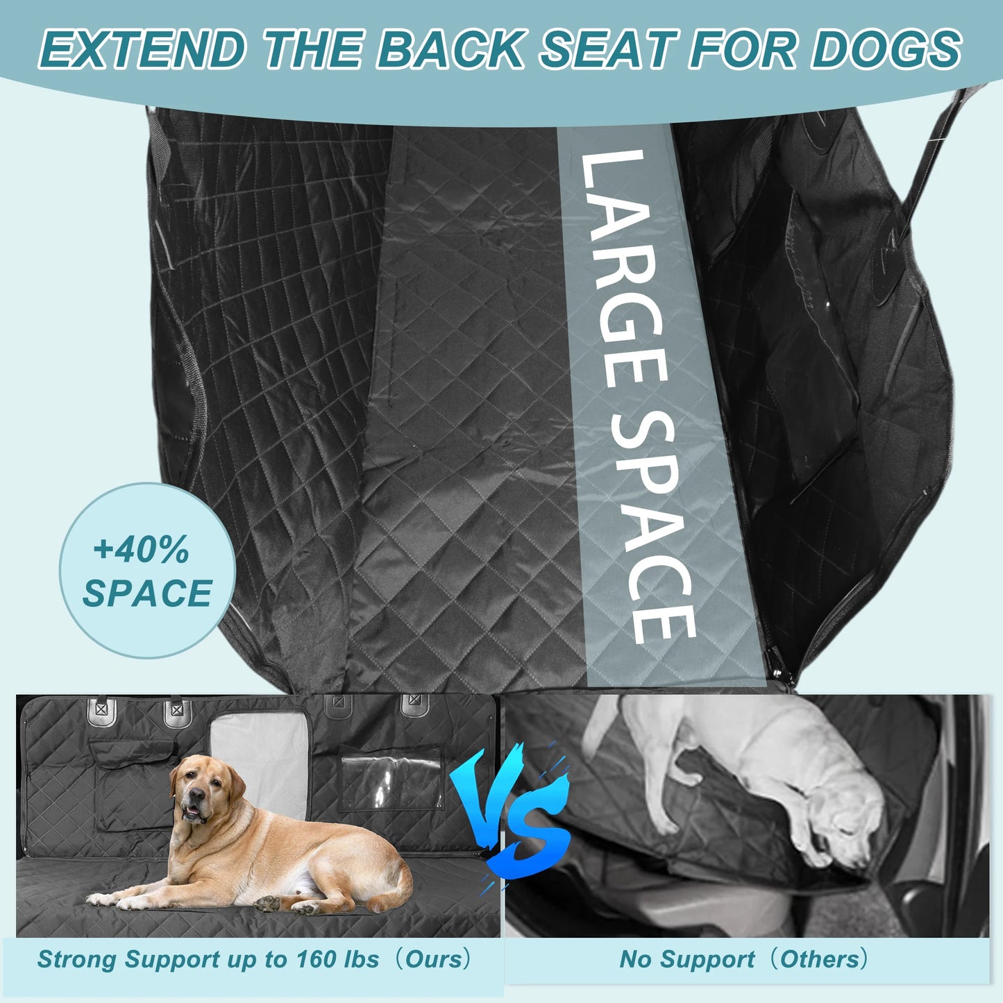UXCELL Dog Car Seat Cover for Back Seat Cationic Fabric Dog Beds Mats Waterproof Hammock Nonslip Washable Pets Beds Mats