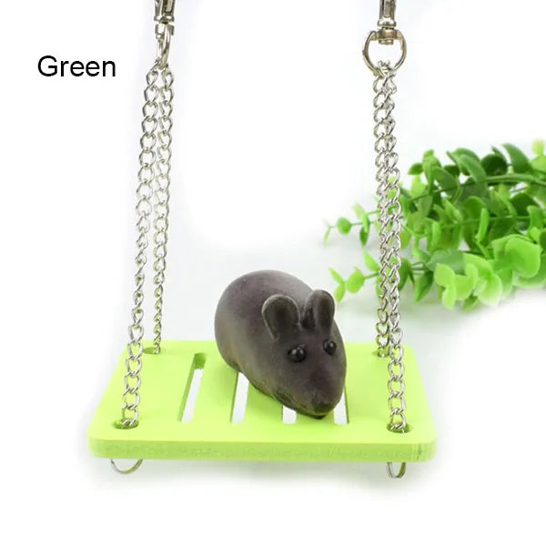 1Pcs Swing Toy Pet Hamster Toys Hanging Gadget Wooden Cage Accessories Supplies Amuse Mouse Natural Wood Toy for Small Pets