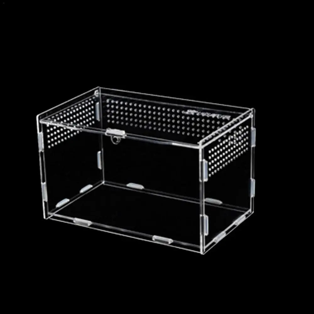 Reptile Terrarium Transparent Reptile Breeding Carrier Lightweight Acrylic Large Feeding Tarantula Habitat Box For Small Animals