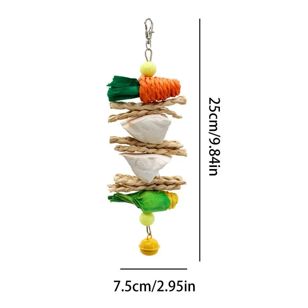 Bird Chew Toys Parrot Teething Toy Cuttlefish Bone Chewing Toys Braided Carrots Molar Stone Cultivate Foraging Instincts Molar