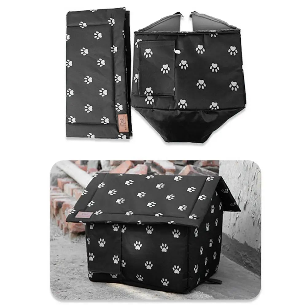 Waterproof Cat House Weatherproof Pet House For Small Dogs Cats Pet Bed Nest With Inner Pad Portable Outdoor Cat Accessories