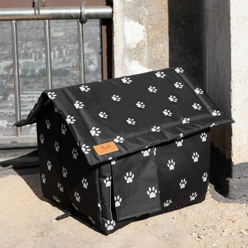 Waterproof Cat House Weatherproof Pet House For Small Dogs Cats Pet Bed Nest With Inner Pad Portable Outdoor Cat Accessories
