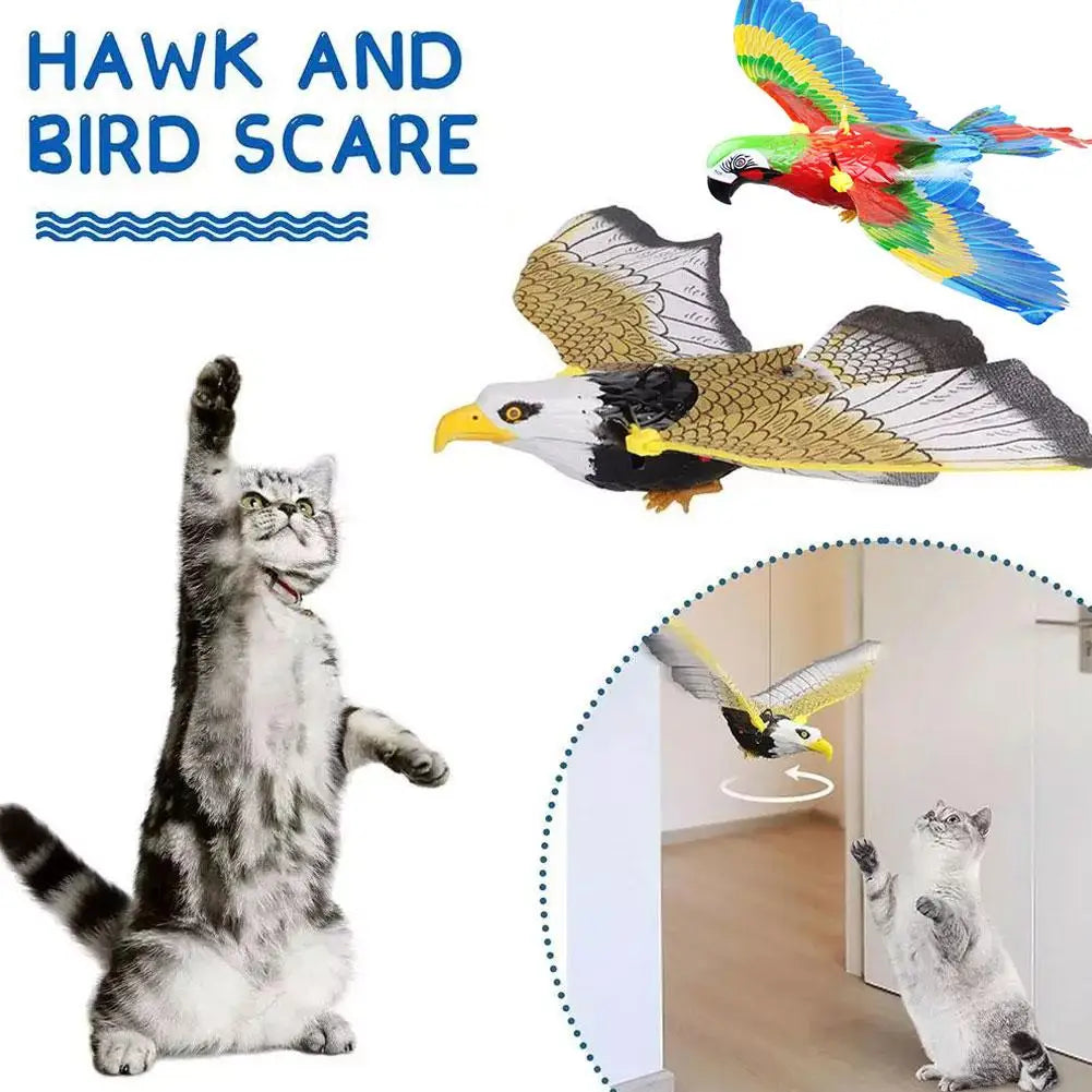 Interactive Cat Toy Can Fly And Call Electric Eagle Simulation Simulation Chirps Birds Interactive Slaps Cat Bird Light Toy V7C2