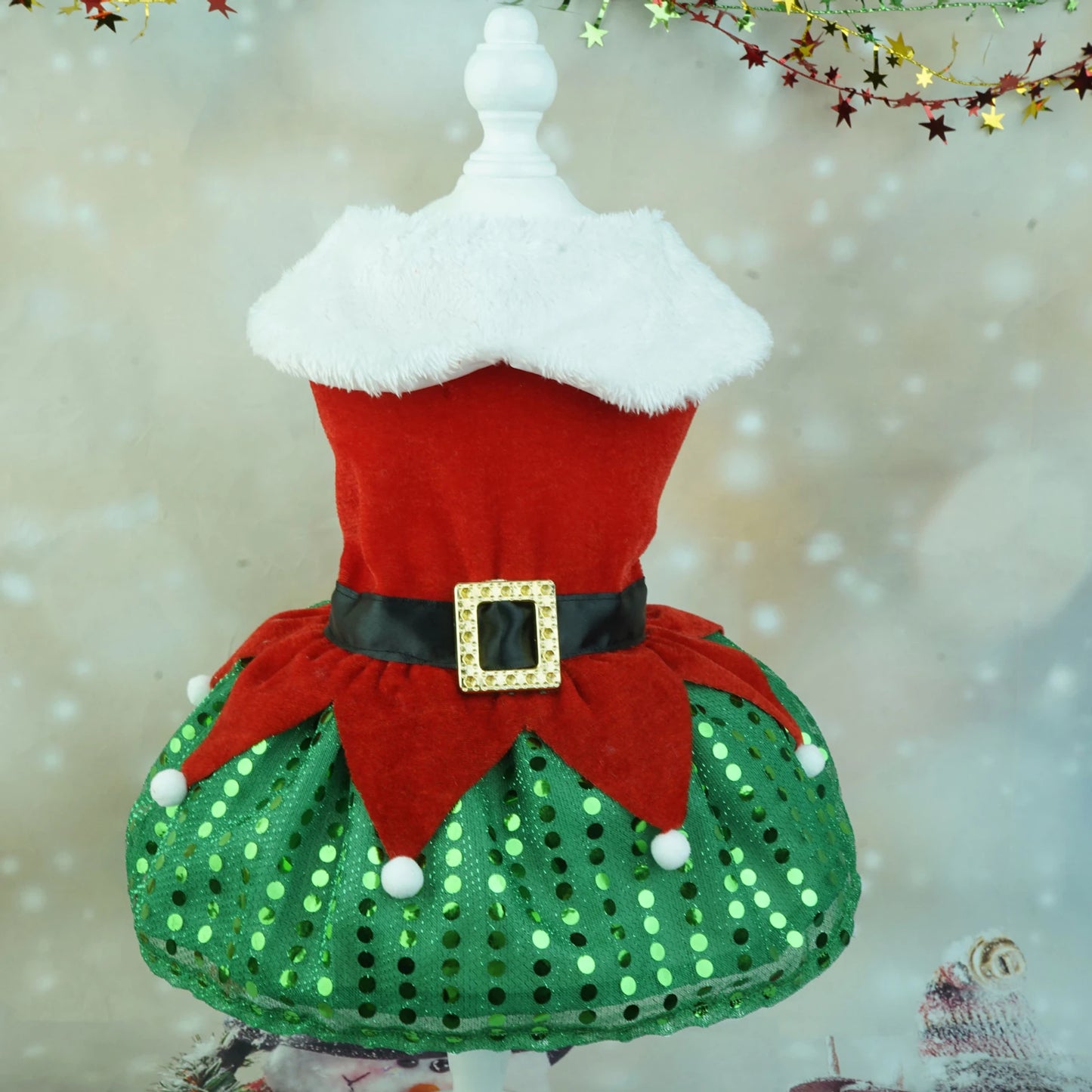 2025 New Years Dog Dresses Christmas Pet Sequins Christmas Dog Dress Cat Christmas Apparel Puppy Dress Holiday Girls Dog Costume