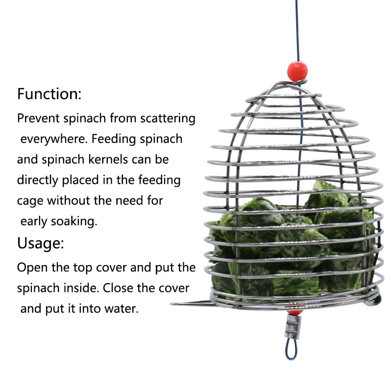Stainless Steel Aquarium Small Fishing Bait Feeder Fish Tank Crystal Shrimp Dry Food Feeding Fishing Lure Cage Trap Basket