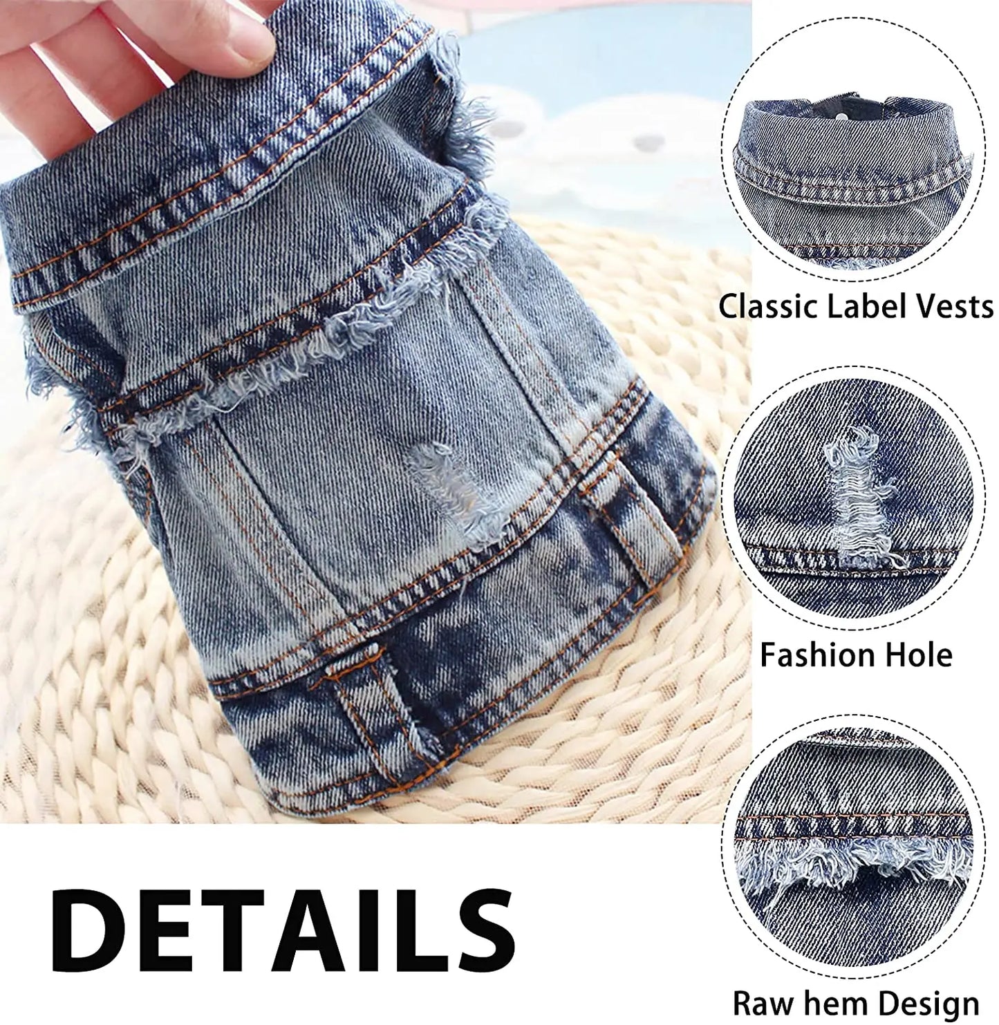 Sphinx Cat Clothes for Small Medium Large Cats, Dark Washed Cat Jeans Jacket Spring Autumn Denim Coat Cat Costume Pet Apparel