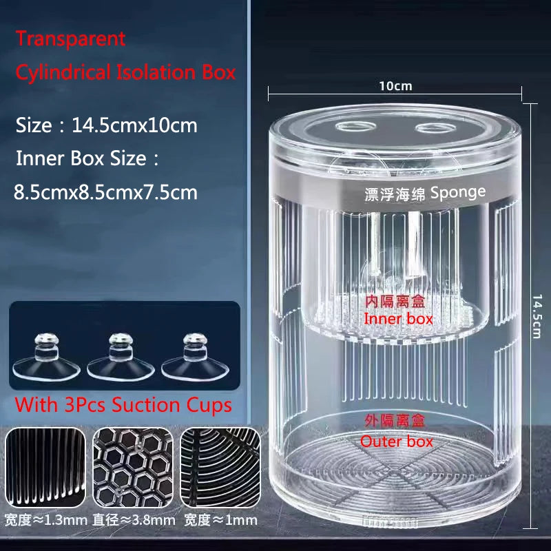 Acrylic Floating Fish Breeding Isolation Box Aquarium Breeder Feeder Fish Tank Hatching Incubator Aquarium Hatchery Accessories