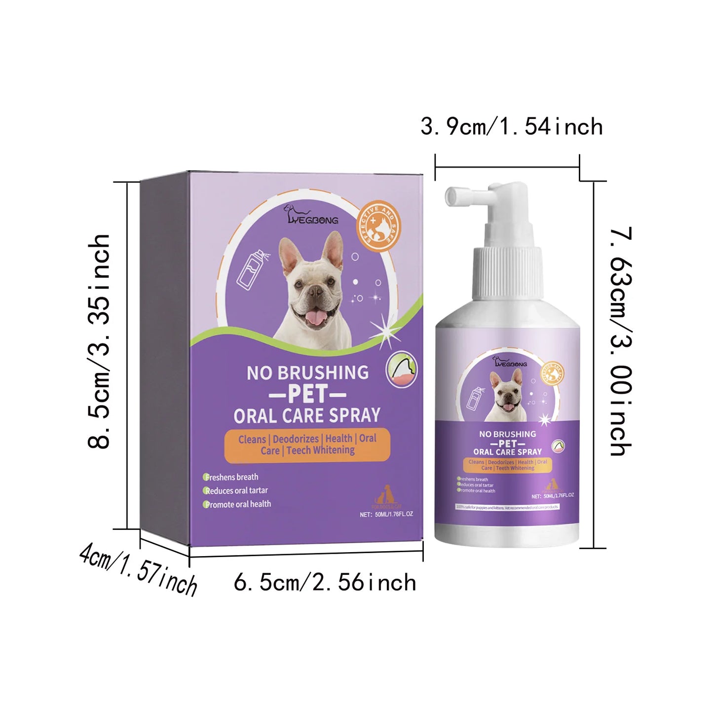 50ml Pet Oral Cleanse Spray Dogs Cats Teeth Clean Deodorant Prevent Calculus Remove Kitten Bad Breath Mouth Fresh Pet Supplies